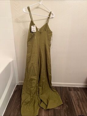 Zara Olive Strappy Wide-Leg Jumpsuit